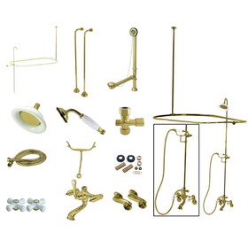 Elements of Design EDK1142PX Clawfoot Tub Package with Porcelain Cross Handles, Polished Brass