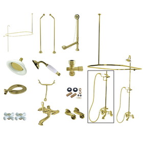 Elements of Design EDK1182PX Clawfoot Tub Package with Porcelain Cross Handles, Polished Brass