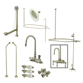 Elements of Design EDK4188PL Gooseneck Clawfoot Tub Faucet Package 8-Inch Rough-In, Brushed Nickel