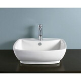 Elements of Design EDV8145 White China Vessel Bathroom Sink with Overflow Hole & Faucet Hole, White Finish