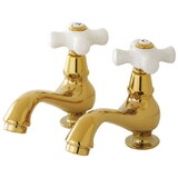 Elements of Design ES1102PX Basin Faucet With Porcelain Cross Handle, Polished Brass