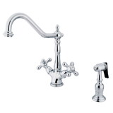 Elements of Design ES1231AXBS Two Handle Deck Mount Kitchen Faucet with Brass Sprayer, Polished Chrome
