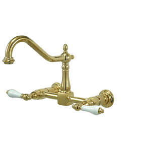 Elements of Design ES1242PL 8" Center Wall Mount Kitchen Faucet, Polished Brass