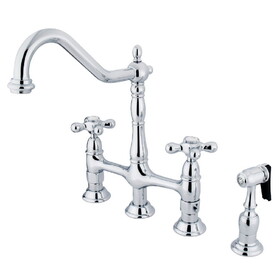 Elements of Design ES1271AXBS 8" Center Kitchen Faucet With Side Sprayer, Polished Chrome
