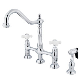 Elements of Design ES1271PXBS 8" Center Kitchen Faucet With Side Sprayer, Polished Chrome