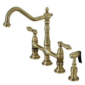 Elements of Design ES1273ALBS 8" Center Kitchen Faucet With Side Sprayer, Vintage Brass