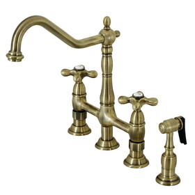 Elements of Design ES1273AXBS 8" Center Kitchen Faucet With Side Sprayer, Vintage Brass Finish
