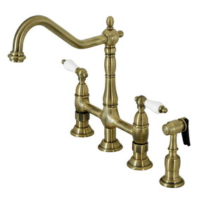 Elements of Design ES1273PLBS 8" Center Kitchen Faucet With Side Sprayer, Vintage Brass Finish