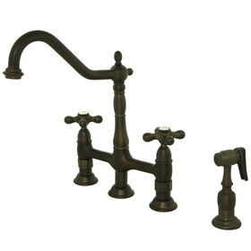 Elements of Design ES1275AXBS 8" Center Kitchen Faucet With Side Sprayer, Oil Rubbed Bronze