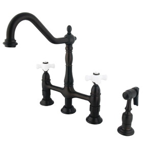 Elements of Design ES1275PXBS 8" Center Kitchen Faucet With Side Sprayer, Oil Rubbed Bronze
