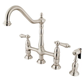 Elements of Design ES1278ALBS 8" Center Kitchen Faucet With Side Sprayer, Satin Nickel, Satin Nickel 