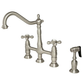 Elements of Design ES1278AXBS 8" Center Kitchen Faucet With Side Sprayer, Satin Nickel, Satin Nickel 