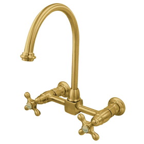 Elements of Design ES1292AX Two Handle Wall Mount Kitchen Faucet, Polished Brass