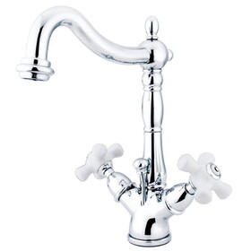 Elements of Design ES1431PX Two Handle 4" Centerset Lavatory Faucet with Brass Pop-up & Optional Deck Plate, Polished Chrome