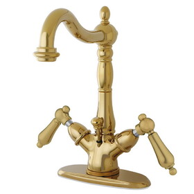 Elements of Design ES1432AL Two Handle 4" Centerset Lavatory Faucet with Brass Pop-up & Optional Deck Plate, Polished Brass