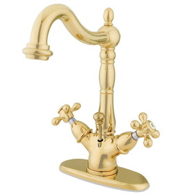 Elements of Design ES1432AX Two Handle 4" Centerset Lavatory Faucet with Brass Pop-up & Optional Deck Plate, Polished Brass