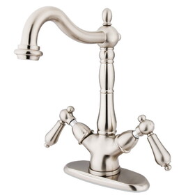 Elements of Design ES1498AL Two Handle 4" Centerset Lavatory Faucet with Optional Deck Plate, Satin Nickel