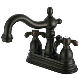 Elements of Design ES1605TX Two Handle 4" Centerset Lavatory Faucet with Brass Pop-up, Oil Rubbed Bronze Finish