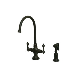 Elements of Design ES1765ALBS Two Handle Kitchen Faucet with Brass Side Sprayer, Oil Rubbed Bronze
