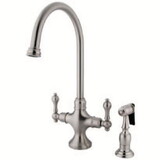Elements of Design ES1768ALBS Two Handle Kitchen Faucet with Brass Side Sprayer, Satin Nickel