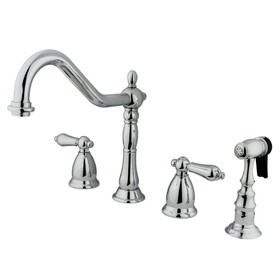 Elements of Design ES1791ALBS Two Handle Widespread Kitchen Faucet with Brass Sprayer, Polished Chrome