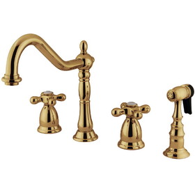 Elements of Design ES1792AXBS 8-Inch Widespread Kitchen Faucet with Brass Sprayer, Polished Brass