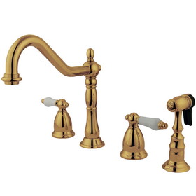 Elements of Design ES1792PLBS 8-Inch Widespread Kitchen Faucet with Brass Sprayer, Polished Brass