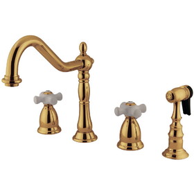 Elements of Design ES1792PXBS 8-Inch Widespread Kitchen Faucet with Brass Sprayer, Polished Brass
