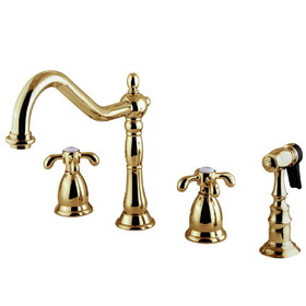Elements of Design ES1792TXBS 8-Inch Widespread Kitchen Faucet with Brass Sprayer, Polished Brass
