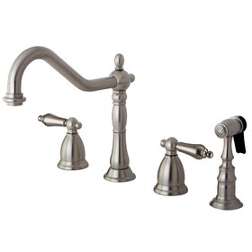 Elements of Design ES1798ALBS Two Handle Widespread Kitchen Faucet with Brass Sprayer, Satin Nickel