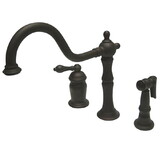Elements of Design ES1815ALBS Wide Spread Deck Mount Kitchen Faucet with Brass Sprayer, Oil Rubbed Bronze