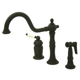 Elements of Design ES1815PLBS Wide Spread Deck Mount Kitchen Faucet with Brass Sprayer, Polished Brass