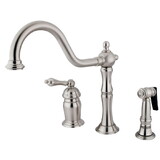Elements of Design ES1818ALBS Wide Spread Deck Mount Kitchen Faucet with Brass Sprayer, Satin Nickel