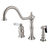 Elements of Design ES1818PLBS Wide Spread Deck Mount Kitchen Faucet with Brass Sprayer, Satin Nickel