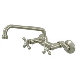 Elements of Design ES2008X Two Handle High Arch Spout Wall Mount Kitchen Faucet, Satin Nickel