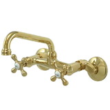 Elements of Design ES2132X Two Handle Wall Mount Kitchen Faucet, Polished Brass