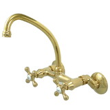 Elements of Design ES2142X Two Handle Wall Mount Kitchen Faucet, Polished Brass