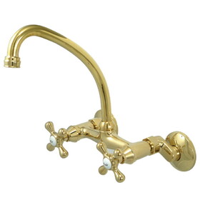 Elements of Design ES2142X Two Handle Wall Mount Kitchen Faucet, Polished Brass