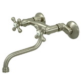 Elements of Design ES216SN Two Handle Wall Mount Down Spout Kitchen Faucet, Satin Nickel