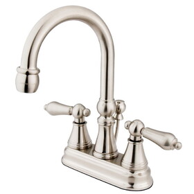 Elements of Design ES2618AL Two Handle 4" Centerset Lavatory Faucet with Brass Pop-up, Satin Nickel