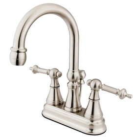 Elements of Design ES2618TL Two Handle 4" Centerset Lavatory Faucet with Brass Pop-up, Satin Nickel