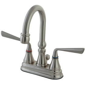 Elements of Design ES2618ZL Two Handle 4" Centerset Lavatory Faucet with Brass Pop-up, Satin Nickel Finish