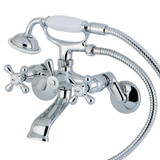 Elements of Design ES2661X Tub Wall Mount Clawfoot Tub Filler with Hand Shower, Polished Chrome