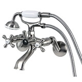 Elements of Design ES2668X Tub Wall Mount Clawfoot Tub Filler with Hand Shower, Satin Nickel
