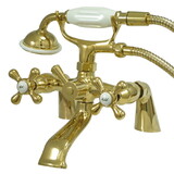 Elements of Design ES2672X Deck Mount Clawfoot Tub Filler with Hand Shower, Polished Brass