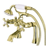 Elements of Design ES2682X Deck Mount Clawfoot Tub Filler with Hand Shower, Polished Brass
