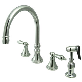 Elements of Design ES2791ALBS 8" Deck Mount Kitchen Faucet with Brass Sprayer, Polished Chrome