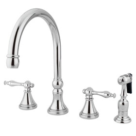 Elements of Design ES2791NLBS 8" Deck Mount Kitchen Faucet with Brass Sprayer, Polished Chrome