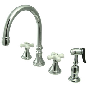 Elements of Design ES2791PXBS 8" Deck Mount Kitchen Faucet with Brass Sprayer, Polished Chrome