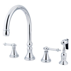 Elements of Design ES2791TLBS 8" Deck Mount Kitchen Faucet with Brass Sprayer, Polished Chrome